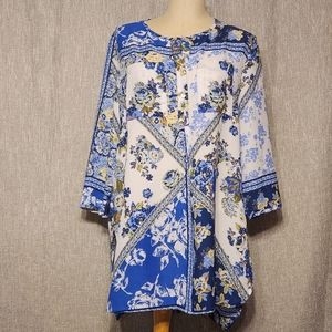 Hope Springs Floral Tunic Top Lightweight Floral Flowy Medium Sheer